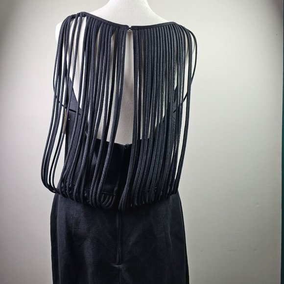 Vintage 90's Geary Roark Kamisato Linen LBD with Open Corded Back, Sz 14, NWT - Picture 6 of 12